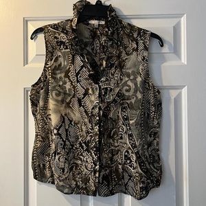 St John Couture Sleeveless Printed Blouse